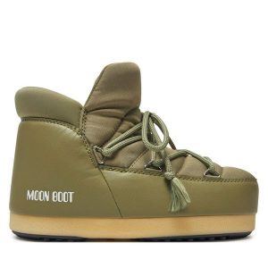 Śniegowce Moon Boot. Brązowe buty zimowe Moon Boot, z nylonu, bez obcasa, bez zapięcia. Za 379,99 zł.