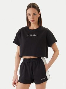 Calvin Klein Swimwear T-Shirt LV00Q61201 Czarny Relaxed Fit. Czarne t-shirty Calvin Klein Swimwear, xs, bez wzorów, z bawełny, bez kołnierzyka, bez ramiączek. Za 189,99 zł.