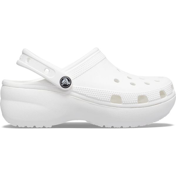 Klapki Crocs Model Classic Platform Clog W Kolor Biały. Białe klapki Crocs, bez wzorów, z gumy, bez obcasa. Za 278,00 zł.