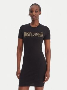 Just Cavalli Sukienka codzienna 80PAOE21 CJ112 Czarny Slim Fit. Czarne kombinezony Just Cavalli, na co dzień, l, bez wzorów, z bawełny, bez kołnierzyka, bez ramiączek, proste. Za 390,99 zł.