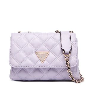 Torebka Guess. Fioletowe listonoszki Guess, z aplikacjami, bez dodatków. Za 439,99 zł.