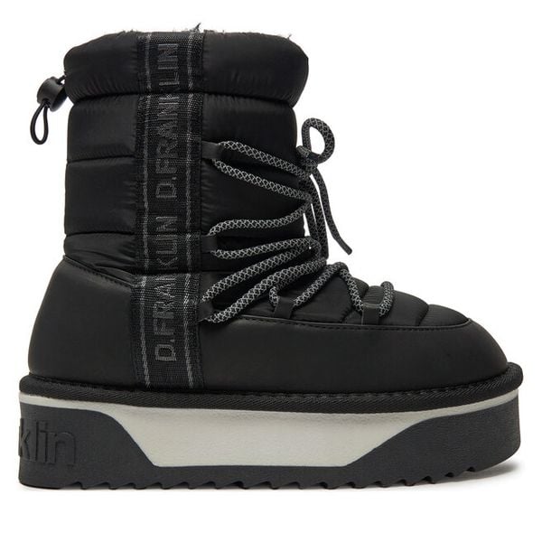 Śniegowce D.Franklin. Czarne buty zimowe D.Franklin, bez obcasa, bez zapięcia. Za 429,99 zł.