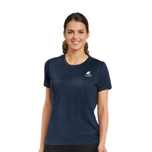 Damska koszulka trekkingowa z merynosów. Niebieskie bluzki FJORK MERINO, xs, bez wzorów, z wełny, sportowe, bez kołnierzyka, bez ramiączek. Za 399,00 zł.