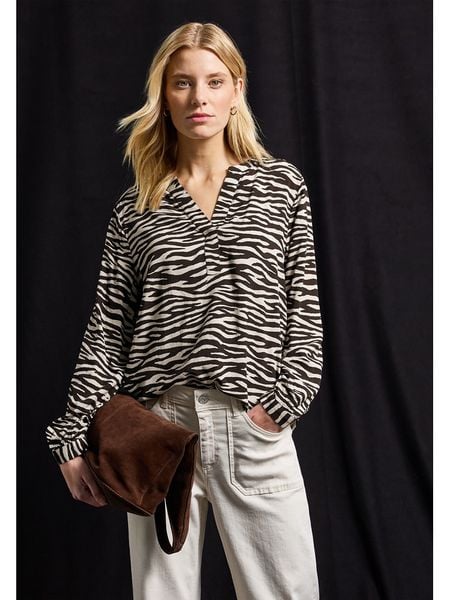 Cecil Bluzka w kolorze brązowo-białym rozmiar: 38. Białe bluzki Cecil, bez wzorów, z wiskozy, bez kołnierzyka, bez ramiączek. Za 104,89 zł.