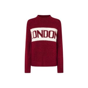 Sweter damski Pepe Jeans Hilda. Brązowe swetry klasyczne Pepe Jeans, na zimę, z jeansu, bez kołnierzyka. Za 344,35 zł.