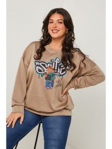 Curvy Lady Sweter w kolorze szarobrązowym rozmiar: 44/46. Brązowe swetry oversize Curvy Lady, bez wzorów, bez ramiączek. Za 153,71 zł.