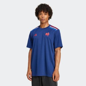 Koszulka do rugby na rozgrzewkę ADIDAS Francuska Reprezentacja Rugby 24/25. Bluzki ADIDAS, xl, bez wzorów, sportowe, bez kołnierzyka, bez ramiączek. Za 199,99 zł.