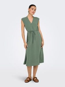 JDY Sukienka w kolorze zielonym rozmiar: XS. Zielone sukienki JDY, xs, bez wzorów, bez kołnierzyka, bez ramiączek, midi, rozkloszowane. Za 61,31 zł.