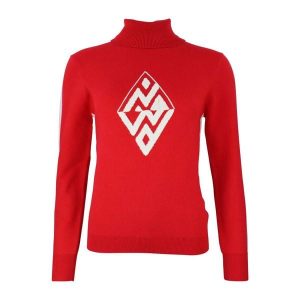Damski sweter z golfem Peak Mountain Aglae. Czerwone golfy Peak Mountain, bez wzorów. Za 233,00 zł.