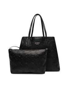 Guess Torebka Dessa HWPG93 18290 Czarny. Czarne shopper bag Guess, z aplikacjami, ze skóry, bez dodatków. Za 339,99 zł.