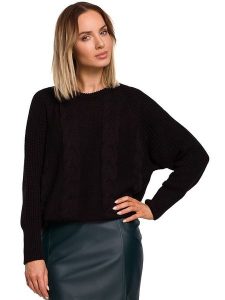 Made of emotion Sweter w kolorze czarnym rozmiar: L/XL. Czarne swetry oversize Made Of Emotion, l, bez wzorów, ze splotem, bez ramiączek. Za 97,28 zł.