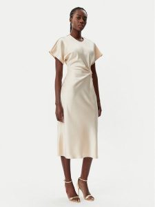 Rinascimento Sukienka wieczorowa CFC0122932003 Beżowy Regular Fit. Brązowe kombinezony Rinascimento, l, bez wzorów, z syntetyku, wizytowe, bez kołnierzyka, bez ramiączek. Za 229,99 zł.