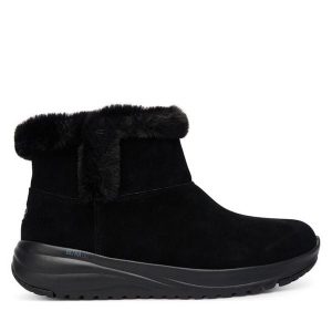 Botki Skechers. Czarne botki Skechers, bez wzorów, bez obcasa, na płaskiej podeszwie, bez zapięcia. Za 379,99 zł.