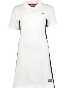 Geographical Norway Sukienka polo "Kolivia" w kolorze białym rozmiar: XL. Białe sukienki Geographical Norway, xl, bez wzorów, z bawełny, bez kołnierzyka, bez ramiączek, midi. Za 57,20 zł.