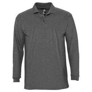 Koszulka Polo Z Długim Rękawem Dla Dorosłych Unisex Winter II Melange. Brązowe bluzki SOL'S, s, bez wzorów, casualowe, bez kołnierzyka, bez ramiączek. Za 107,99 zł.