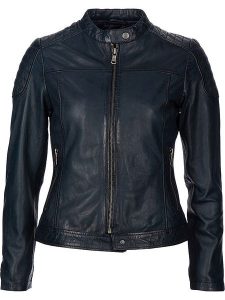 7eleven Skórzana kurtka "Stylla" w kolorze granatowym rozmiar: 46. Niebieskie kurtki 7eleven, bez wzorów, z materiału, bez kaptura. Za 434,99 zł.