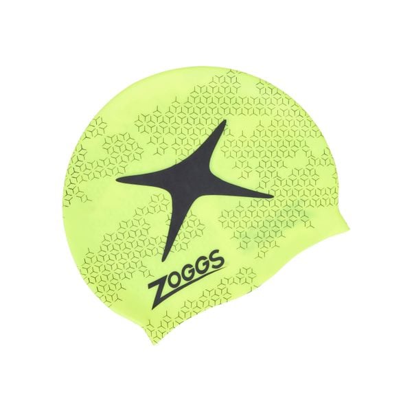 Czapka do pływania z nadrukiem silikonowa Zoggs. Żółte czapki Zoggs, bez wzorów, sportowe. Za 103,00 zł.