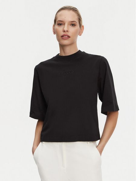 PINKO T-Shirt Niamey 104604 A2F8 Czarny Regular Fit. Czarne t-shirty Pinko, m, bez wzorów, z bawełny, bez kołnierzyka, bez ramiączek. Za 219,99 zł.