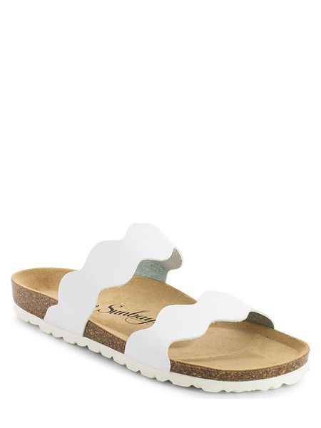 Sunbay Skórzane klapki "Bejuma" w kolorze białym rozmiar: 39. Białe klapki Sunbay, bez wzorów, z otwartym noskiem, bez obcasa. Za 114,17 zł.