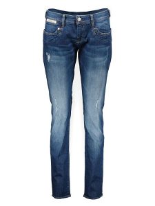 Herrlicher Dżinsy - Slim fit - w kolorze granatowym rozmiar: W24/L32. Niebieskie jeansy Herrlicher, z aplikacjami, ze skóry. Za 109,78 zł.