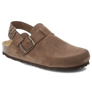 Sandały damskie Yokono, cholewka ze skóry naturalnej zamszowej z zabudowanym przodem paskiem z regulacją, brązowe, Zueco-600 Ser Lodo. Brązowe sandały Yokono, bez wzorów, ze skóry, bez obcasa, bez zapięcia. Za 269,00 zł.