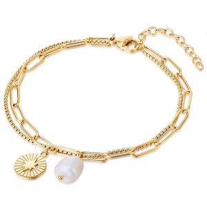Valero Pearls Stal nierdzewna Perła hodowlana słodkowodna Bransoletki 1 ct Damski. Białe bransoletki Valero Pearls, z perłą, pozłacane. Za 299,99 zł.
