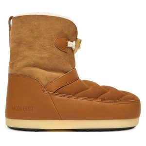 Śniegowce Moon Boot. Brązowe buty zimowe Moon Boot, bez obcasa, bez zapięcia. Za 939,99 zł.