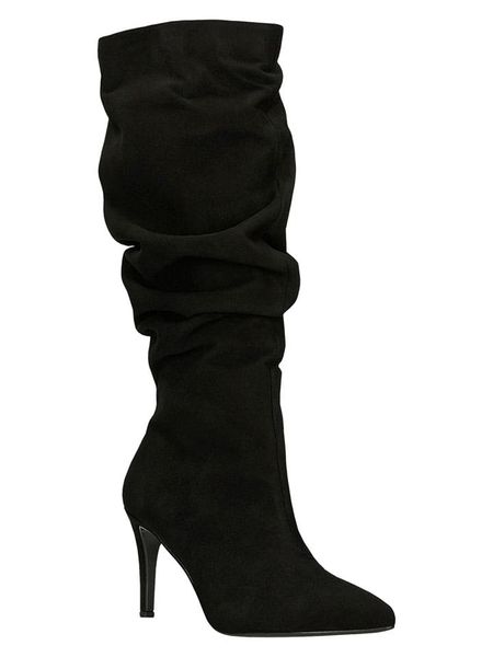 Wojas Skórzane kozaki w kolorze czarnym rozmiar: 38. Czarne kozaki Wojas, na zimę, bez wzorów, bez obcasa, na szpilce, bez zapięcia. Za 503,95 zł.