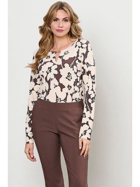 &Co Woman Koszulka "Vigo" w kolorze brązowo-kremowym rozmiar: S. Brązowe bluzki &Co Woman, s, z aplikacjami, bez kołnierzyka, bez ramiączek. Za 196,24 zł.