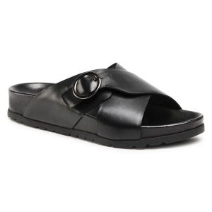 Klapki Lasocki. Czarne klapki Lasocki, bez wzorów, bez obcasa. Za 71,99 zł.