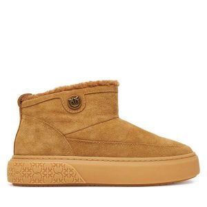 Śniegowce PINKO. Brązowe buty zimowe Pinko, bez obcasa, bez zapięcia. Za 959,99 zł.