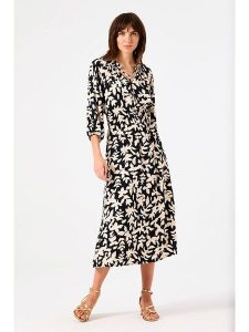 Garcia Sukienka w kolorze czarno-kremowym rozmiar: L. Brązowe sukienki Garcia, l, bez wzorów, z wiskozy, bez kołnierzyka, bez ramiączek, midi. Za 166,10 zł.