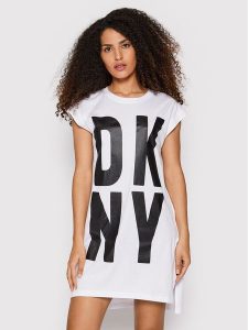 DKNY T-Shirt P1RHRB2M Biały Regular Fit. Białe t-shirty DKNY, m, bez wzorów, z bawełny, bez kołnierzyka, bez ramiączek. Za 259,99 zł.
