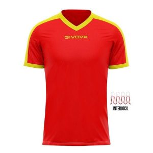 Koszulka piłkarska dla dorosłych Givova Revolution Interlock. Czerwone bluzki Givova, bez wzorów, sportowe, bez kołnierzyka, bez ramiączek. Za 122,99 zł.