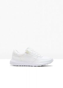 Sneakersy z kryształkami. Białe buty sportowe bonprix, bez wzorów, bez zapięcia. Za 124,99 zł.