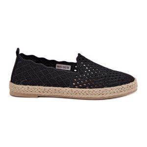 Espadryle Damskie Z Plecionką Vinceza 13625 Czarne. Czarne espadryle bez wzorów, bez obcasa. Za 135,46 zł.