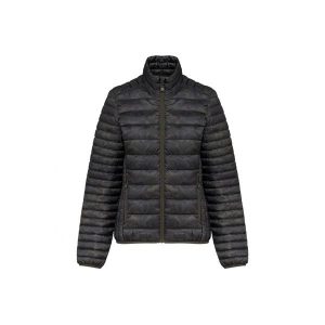 Damska lekka kurtka puchowa Kariban. Brązowe kurtki KARIBAN, bez wzorów, z puchu, bez kaptura. W wyprzedaży za 262,70 zł.