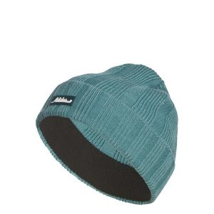 Czapka typu beanie z prążkowanej dzianiny. Niebieskie czapki ADIDAS, bez wzorów, z dzianiny, sportowe. Za 129,00 zł.