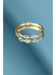 DIAMANTA Złoty pierścionek "Entortillement" z diamentami rozmiar: 58. Żółte pierścionki DIAMANTA, z diamentem, złote. Za 1 112,23 zł.