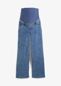 Dżinsy ciążowe z bawełny organicznej, Loose Fit. Niebieskie jeansy bonprix, bez wzorów, z bawełny. Za 159,99 zł.