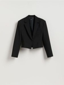 Krótka marynarka - czarny. Czarne marynarki i żakiety Reserved, bez wzorów, z tkaniny. Za 229,99 zł.