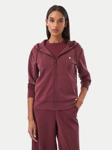 Guess Bluza V4YQ06 KCAY2 Bordowy Regular Fit. Czerwone bluzy Guess, xl, z aplikacjami, z syntetyku, bez kaptura. Za 394,99 zł.