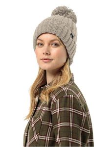 Jack Wolfskin Czapka "Highloft" w kolorze beżowym rozmiar: M. Brązowe czapki Jack Wolfskin, bez wzorów, ze splotem. Za 140,53 zł.