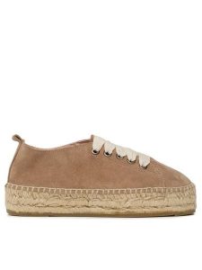 Manebi Espadryle Lace-Up Espadrilles W 1.9 E0 Beżowy. Brązowe espadryle Manebi, bez wzorów, ze skóry, bez obcasa. Za 449,99 zł.
