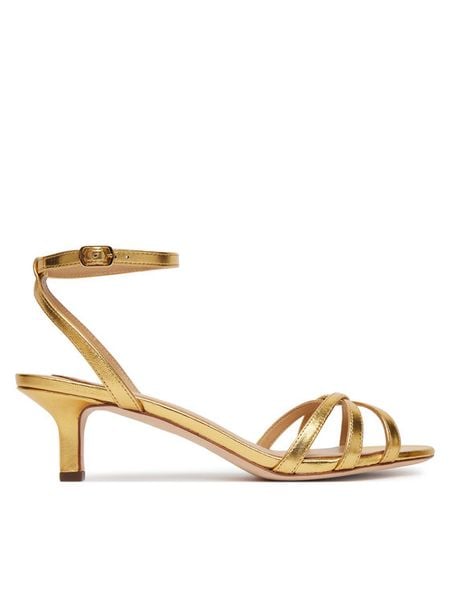 LAUREN RALPH LAUREN Sandały Kendyl 802P10398001 Złoty. Żółte sandały Lauren Ralph Lauren, bez wzorów, ze skóry, bez obcasa, na płaskiej podeszwie, bez zapięcia. Za 590,99 zł.