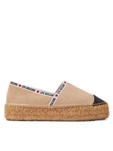 LOVE MOSCHINO Espadryle JA10553G0IIG0131 Beżowy. Brązowe espadryle LOVE MOSCHINO, bez wzorów, ze skóry, bez obcasa. Za 809,99 zł.