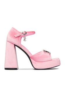 Juicy Couture Sandały EO-WSS21645-01 Różowy jasny. Czerwone sandały Juicy Couture, bez wzorów, z materiału, bez obcasa, na słupku, bez zapięcia. Za 299,99 zł.