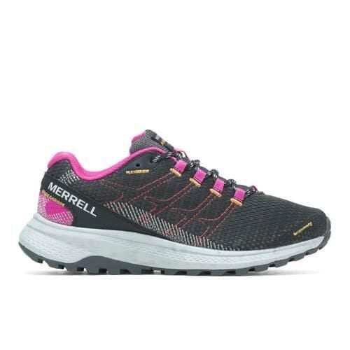 Buty do biegania damskie Merrell Fly Strike. Czarne buty sportowe Merrell, bez wzorów, z materiału, bez zapięcia, do biegania. Za 364,00 zł.