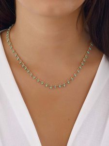 Nakkash Pozłacany naszyjnik z kryształami - dł. 42 cm rozmiar: onesize. Żółte naszyjniki Nakkash, z kryształem, metalowe. Za 39,99 zł.