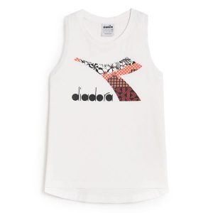 Koszulka damska DIADORA L. TANK FLOSS. Białe koszule nocne Diadora, bez wzorów, bez ramiączek. Za 29,99 zł.